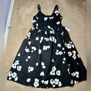 Universal Standard Bellport Sateen Midi Dress, Black/white, Sz 14-16, NWT